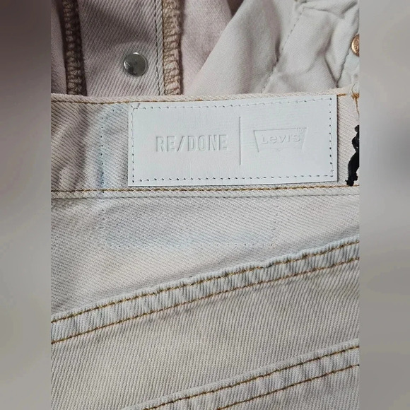 RE/DONE Levi's High‎ Rise Distressed Denim Shorts Pink Size 26 NWT - Picture 4 of 8